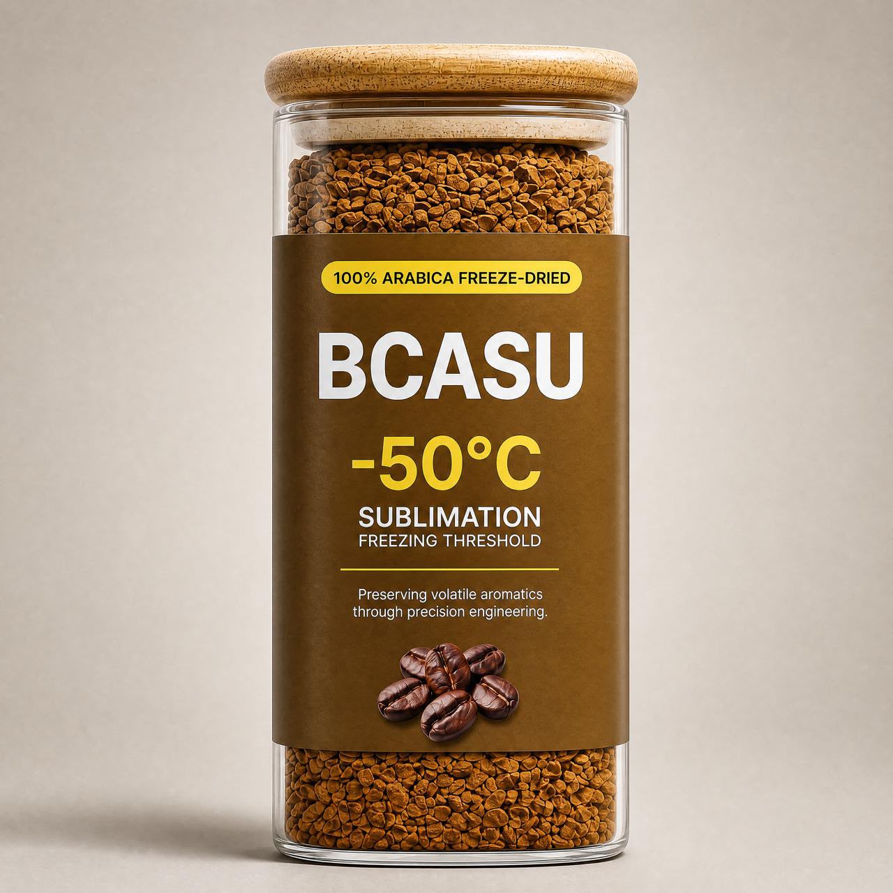 BCASU 100% Arabica freeze-dried instant coffee jar